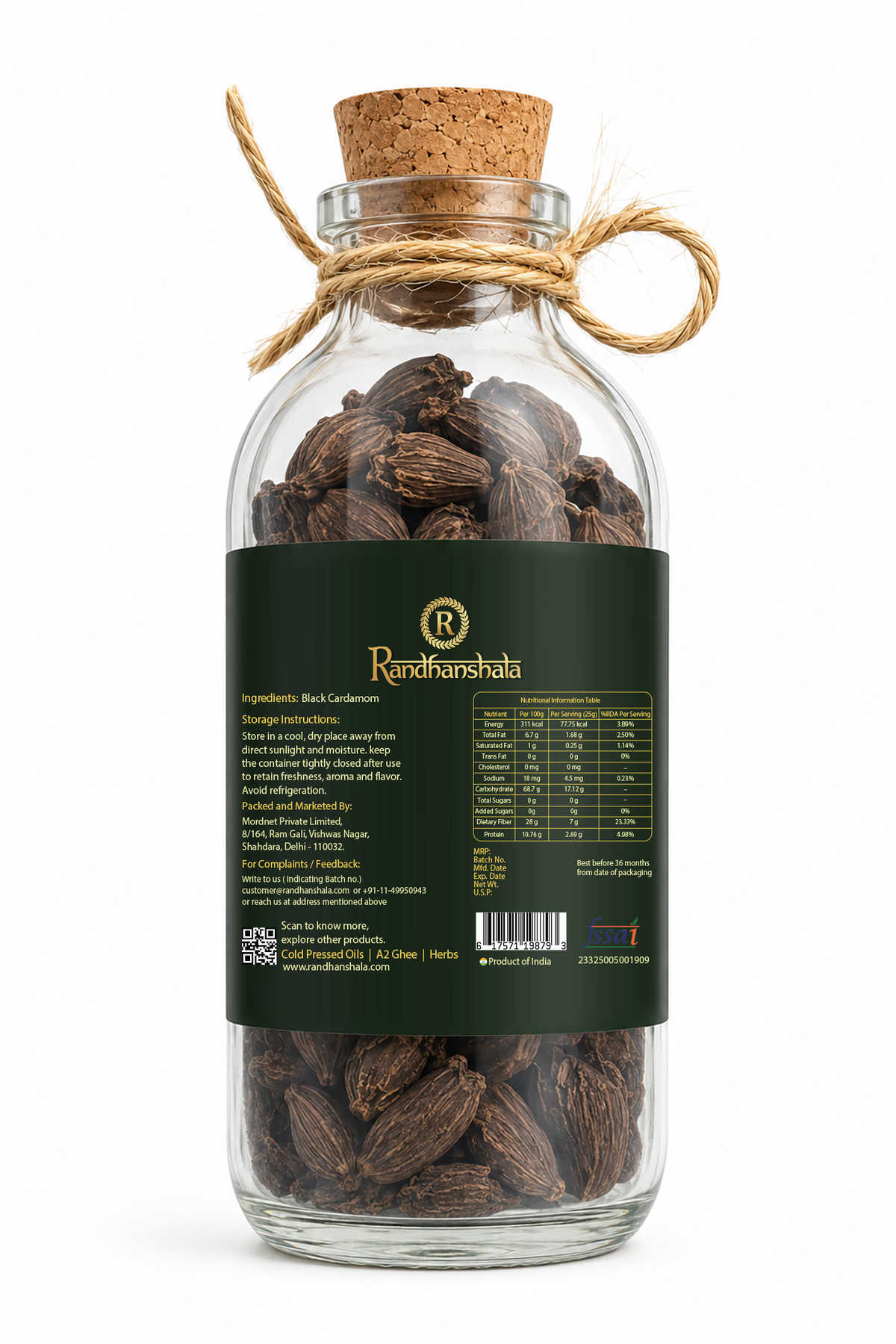 Black Cardamom Whole Raw – 100g | Premium Badi Elaichi | Bold Smoky Aroma | Natural Spice for Curries, Biryani & Ayurvedic Use | 12-Month Shelf Life