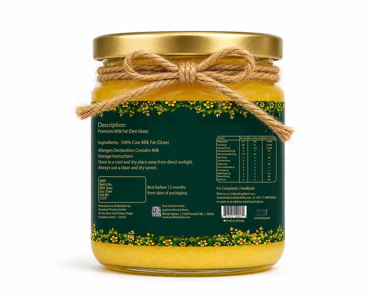 Puja Ghee – 100ml | Pure Desi Cow Ghee for Aarti, Havan, Diya & Worship | Natural Aroma & Traditional Ritual Use | No Additives or Preservatives
