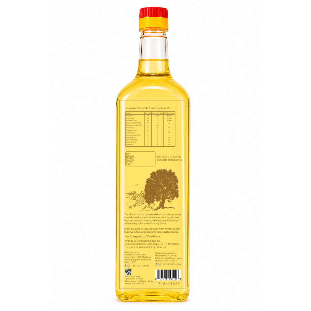 Sunflower Oil – 1000ml | Pure Edible Refined Cooking Oil | Light Texture & Neutral Flavor | Ideal for Frying, Cooking & Daily Use | No Cholesterol | No Preservatives