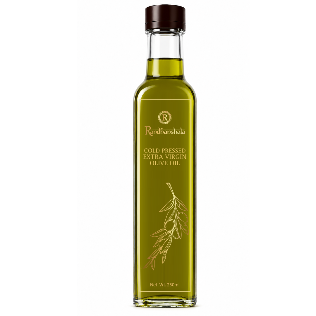 Randhanshala Extra Virgin Olive Oil – 250ml | Cold Pressed Premium Quality Olive Oil | Pure Edible Cooking Oil | Rich Flavor & Healthy Fats | No Chemicals or Preservatives