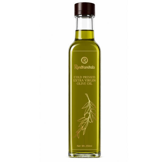 Randhanshala Extra Virgin Olive Oil – 250ml | Cold Pressed Premium Quality Olive Oil | Pure Edible Cooking Oil | Rich Flavor & Healthy Fats | No Chemicals or Preservatives