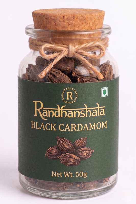 Black Cardamom Whole Raw – 100g | Premium Badi Elaichi | Bold Smoky Aroma | Natural Spice for Curries, Biryani & Ayurvedic Use | 12-Month Shelf Life