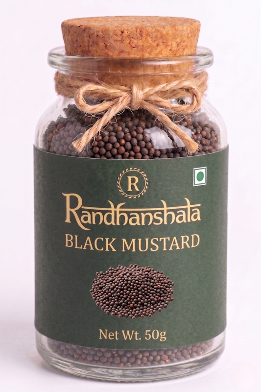 Black Mustard Seeds (Kali Sarso) – 100g | Premium Natural Spice Seeds | Strong Aroma & Pungent Flavor for Tadka, Pickles, Curries & Cooking | 12-Month Shelf Life | No Additives or Preservatives