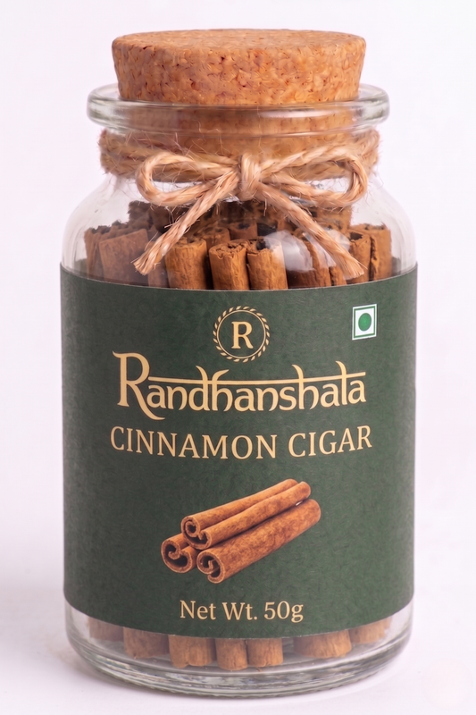 Cinnamon Sticks (Cigar) Whole Raw – 100g | Premium Dalchini Sticks | Natural Sweet Aromatic Spice for Tea, Biryani, Desserts & Cooking | 12-Month Shelf Life | No Additives or Preservatives