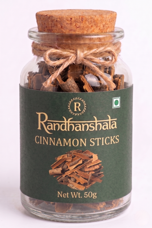 Cinnamon Stick (Dalchini) Whole Raw – 100g | Premium Aromatic Sweet Spice Sticks | Natural Flavor Enhancer for Tea, Biryani, Desserts & Cooking | 12-Month Shelf Life | No Additives or Preservatives