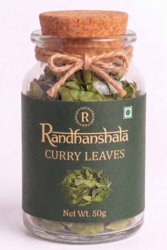 Curry Leaves (Kadi Patta) Dried Whole – 50g | Premium Aromatic Herb Leaves | Natural Flavor Enhancer for South Indian Cooking, Tadka, Curries & Tempering | 12-Month Shelf Life | No Additives or Preservatives