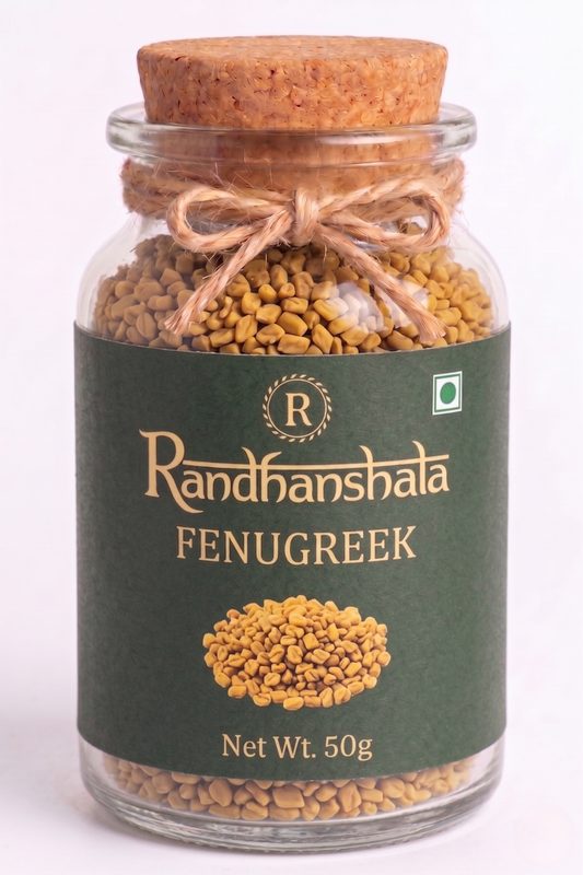 Fenugreek Seeds (Methi Dana) – 100g | Premium Natural Spice Seeds | Bitter Earthy Flavor for Pickles, Curries, Tempering & Ayurvedic Use | 12-Month Shelf Life | No Additives or Preservatives