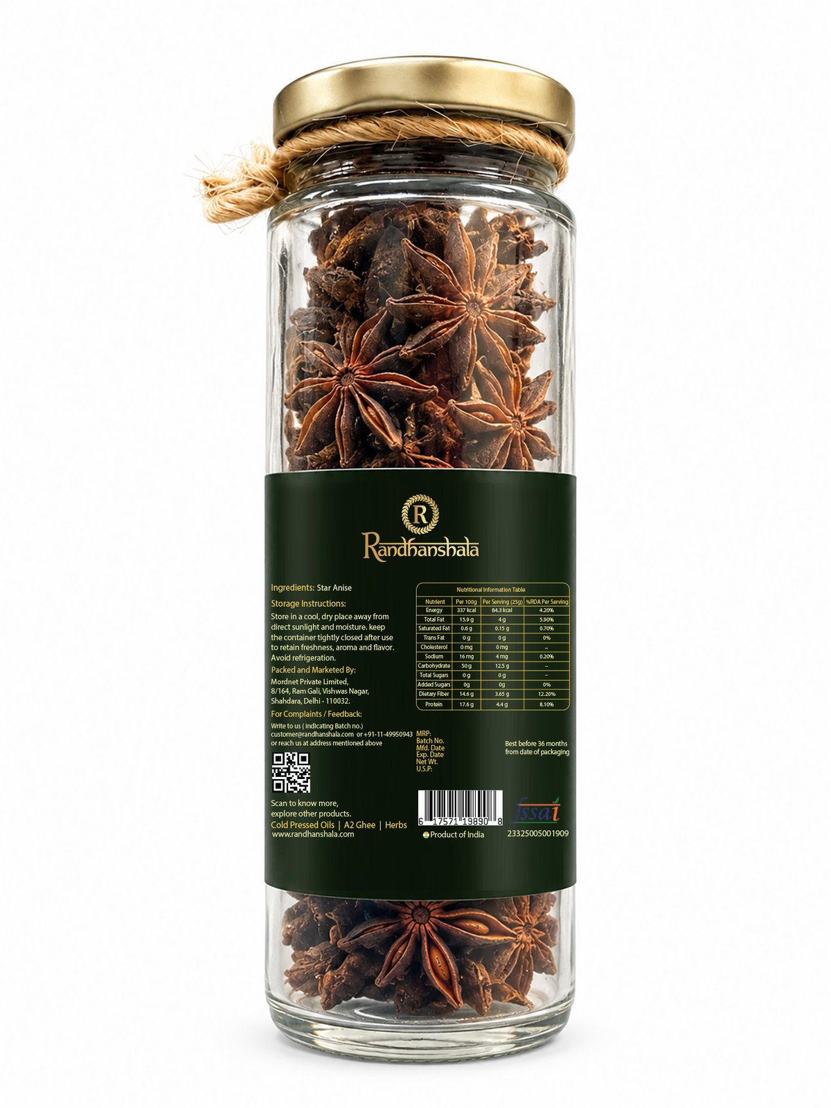 Star Anise (Chakra Phool) Whole – 50g | Premium Aromatic Spice | Sweet Licorice Flavor for Biryani, Curries, Tea, Baking & Cooking | 12-Month Shelf Life | No Additives or Preservatives