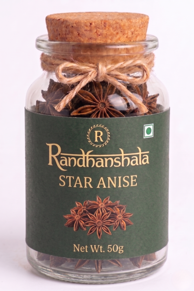 Star Anise (Chakra Phool) Whole – 50g | Premium Aromatic Spice | Sweet Licorice Flavor for Biryani, Curries, Tea, Baking & Cooking | 12-Month Shelf Life | No Additives or Preservatives