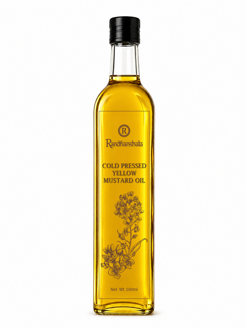 Yellow Mustard Oil (Kachi Ghani) – 500ml | Pure Edible Cold Pressed Peeli Sarson Oil | Light Aroma & Natural Cooking Oil | No Chemicals or Preservatives