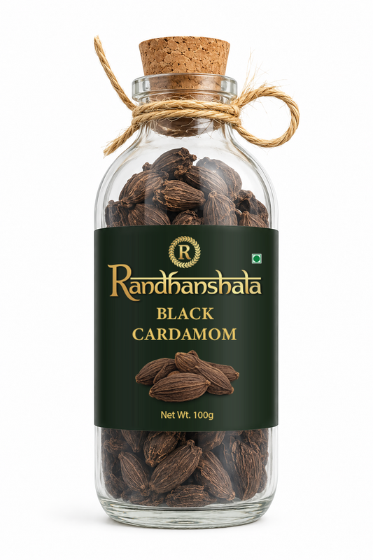 Black Cardamom Whole Raw – 100g | Premium Badi Elaichi | Bold Smoky Aroma | Natural Spice for Curries, Biryani & Ayurvedic Use | 12-Month Shelf Life