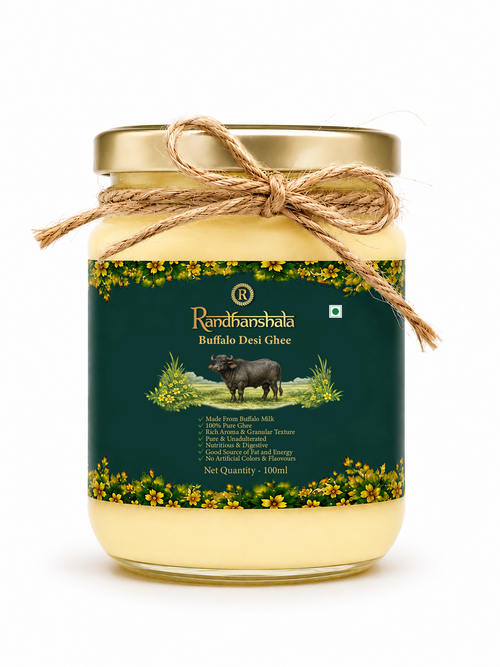 A2 Buffalo Ghee – 500ml | Premium Pure Desi Buffalo Ghee | Traditional Rich & Aromatic Ghee | Thick Texture & Authentic Taste | 12-Month Shelf Life | No Additives or Preservatives