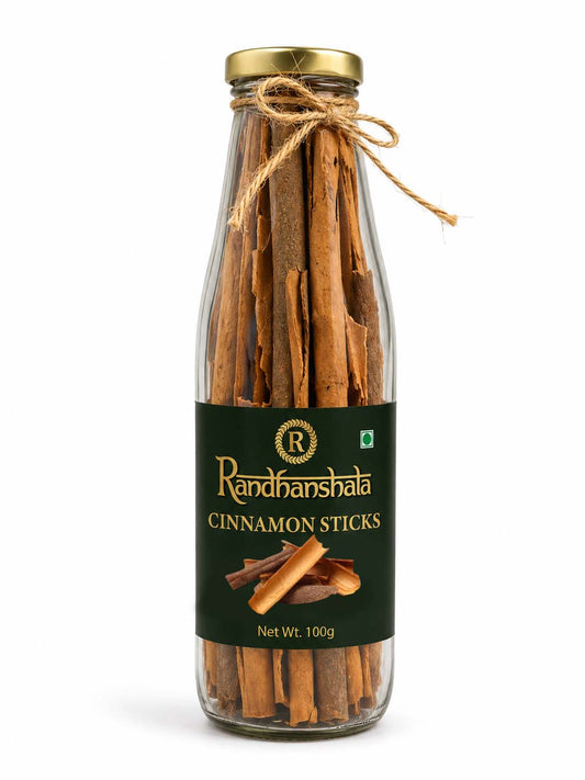 Cinnamon Stick (Dalchini) Whole Raw – 100g | Premium Aromatic Sweet Spice Sticks | Natural Flavor Enhancer for Tea, Biryani, Desserts & Cooking | 12-Month Shelf Life | No Additives or Preservatives