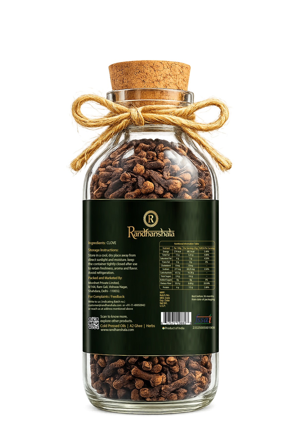 Clove Whole Raw (Laung) – 100g | Premium Handpicked Aromatic Spice | Strong Flavor & Natural Fragrance for Cooking, Baking, Tea & Ayurvedic Use | 12-Month Shelf Life | No Additives or Preservatives