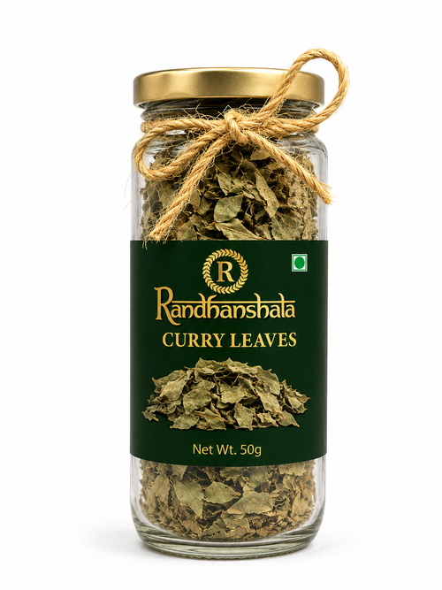 Curry Leaves (Kadi Patta) Dried Whole – 50g | Premium Aromatic Herb Leaves | Natural Flavor Enhancer for South Indian Cooking, Tadka, Curries & Tempering | 12-Month Shelf Life | No Additives or Preservatives