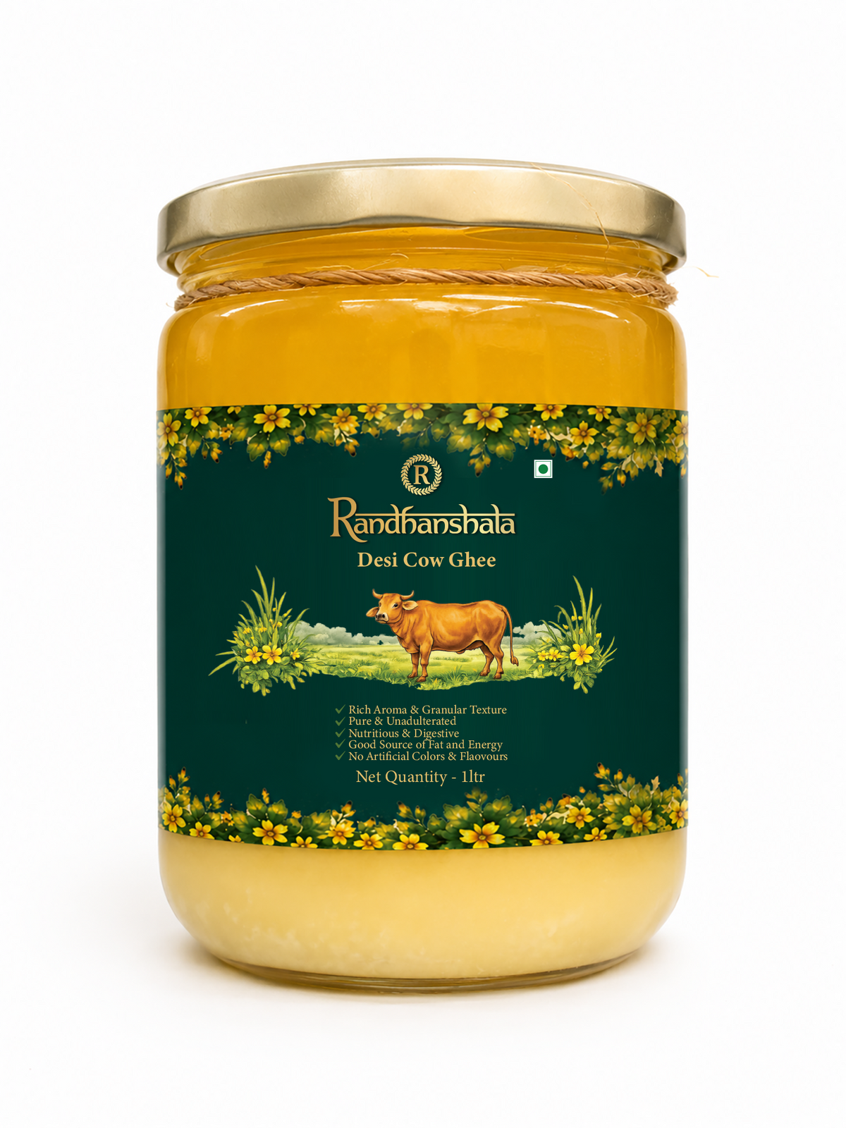 A2 Bilona Ghee (Hallikar Cow) – 1000ml | Premium Hand Churned Desi Ghee | Traditional Ayurvedic Superfood | Rich Aroma & Nutrients | No Preservatives | 12-Month Shelf Life