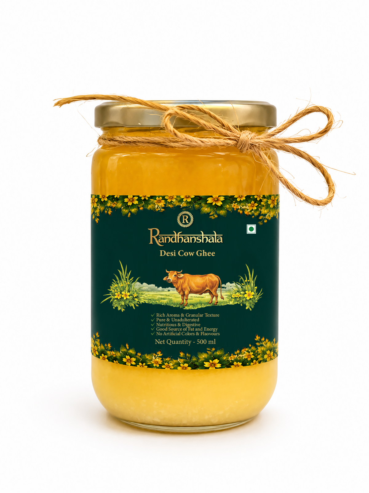 A2 Bilona Ghee (Hallikar Cow) – 500ml | Premium Hand Churned Desi Ghee | Traditional Ayurvedic Superfood | Rich Aroma & Nutrients | No Preservatives | 12-Month Shelf Life