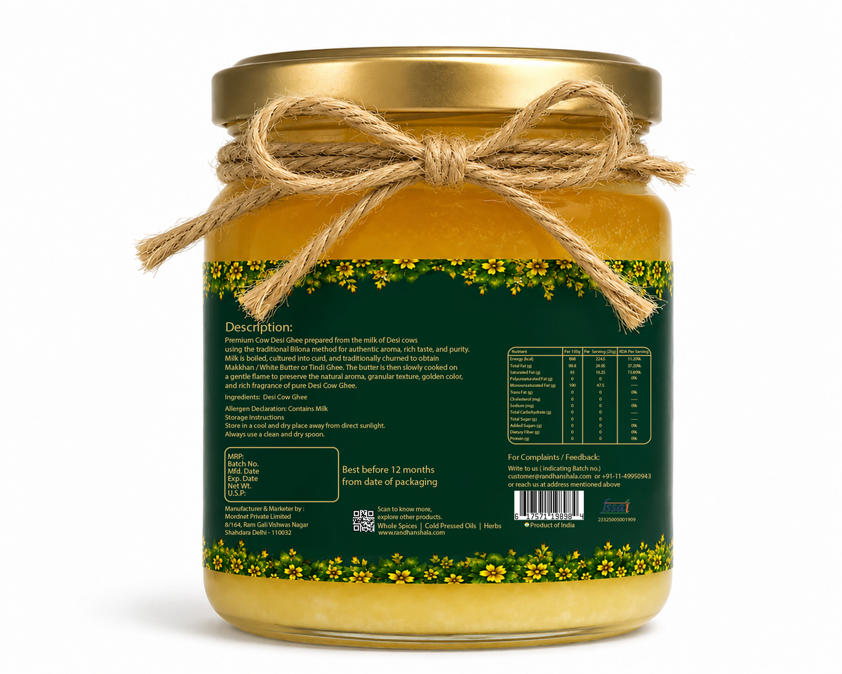 A2 Bilona Ghee (Hallikar Cow) – 50ml | Premium Hand Churned Desi Ghee | Traditional Ayurvedic Superfood | Rich Aroma & Nutrients | No Preservatives | 12-Month Shelf Life