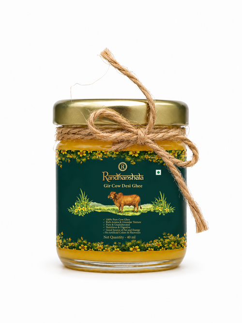 A2 Ghee (Gir Cow) – 50ml | Premium Pure Desi Cow Ghee | Natural A2 Gir Cow Ghee | Rich Aroma & Authentic Taste | 12-Month Shelf Life | No Additives or Preservatives