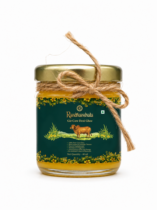A2 Ghee (Gir Cow) – 50ml | Premium Pure Desi Cow Ghee | Natural A2 Gir Cow Ghee | Rich Aroma & Authentic Taste | 12-Month Shelf Life | No Additives or Preservatives