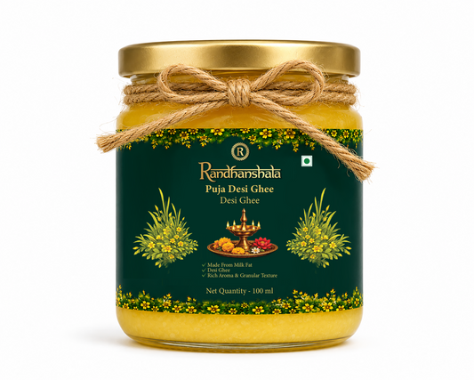 Puja Ghee – 100ml | Pure Desi Cow Ghee for Aarti, Havan, Diya & Worship | Natural Aroma & Traditional Ritual Use | No Additives or Preservatives