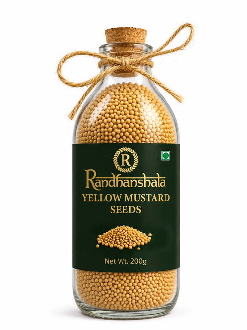 Yellow Mustard Seeds (Peeli Sarso) – 100g | Premium Natural Spice Seeds | Fresh Aroma & Mild Flavor for Pickles, Curries, Tempering & Cooking | 12-Month Shelf Life | No Additives or Preservatives